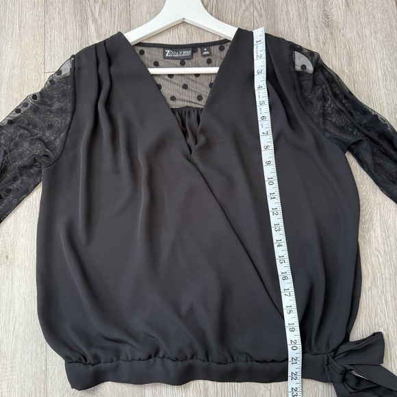 New York &‎ Company 7th Ave Women XS Mesh Polla Dot 3/4 Sleeve Black Blouse Top - Picture 9 of 9